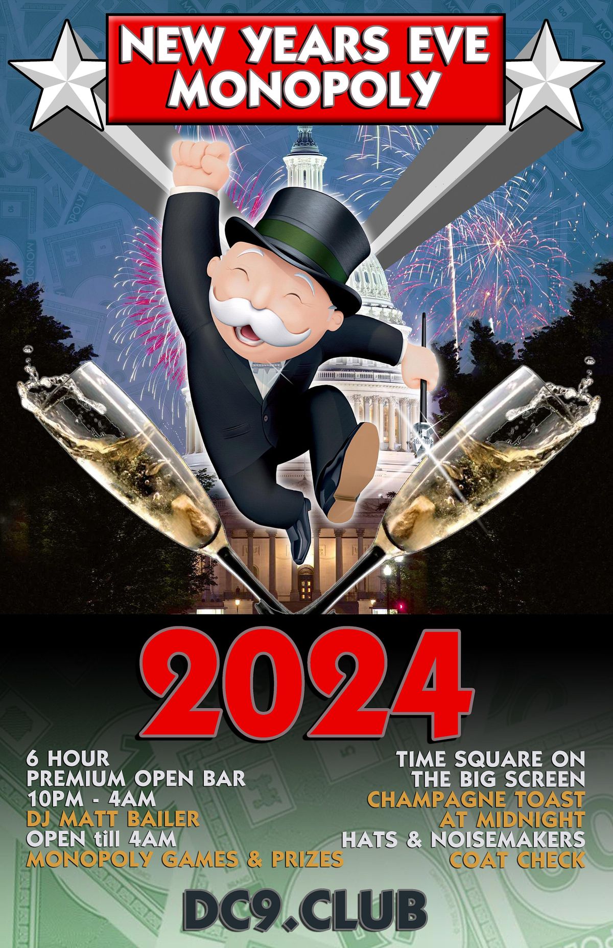 New Years Eve MONOPOLY 2024, DC9 Washington, 31 December to