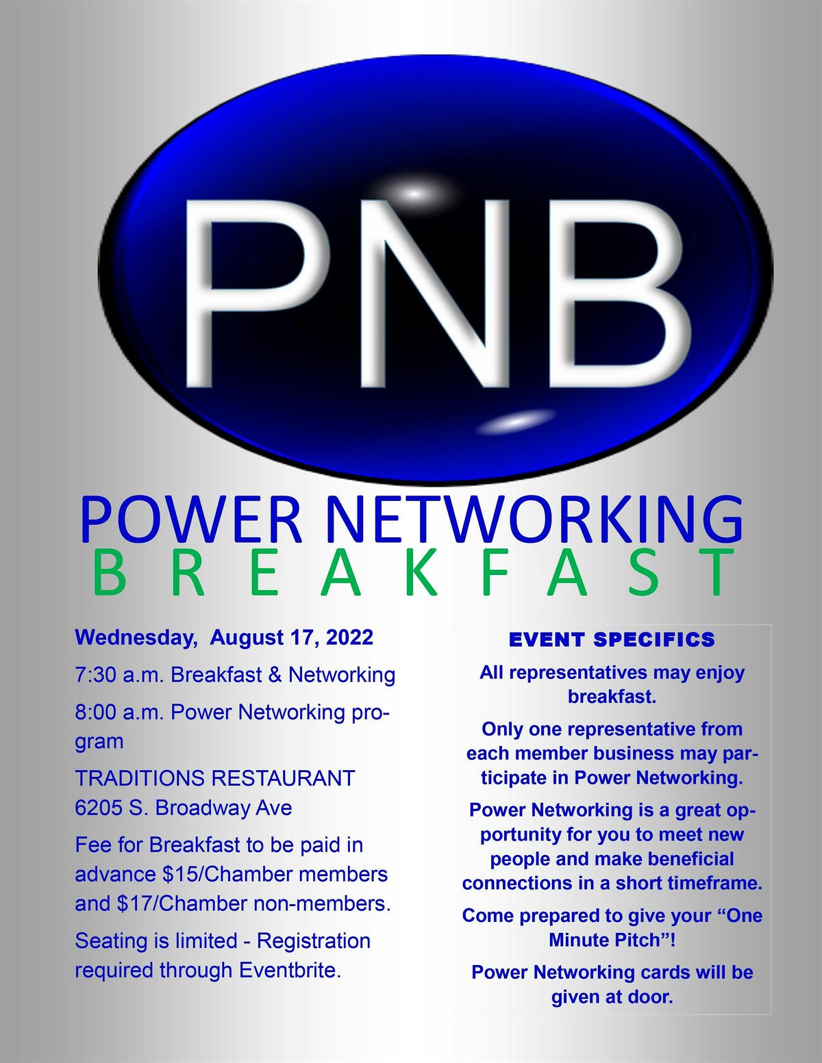 Power Networking Breakfast - Wednesday, November 6, 2024