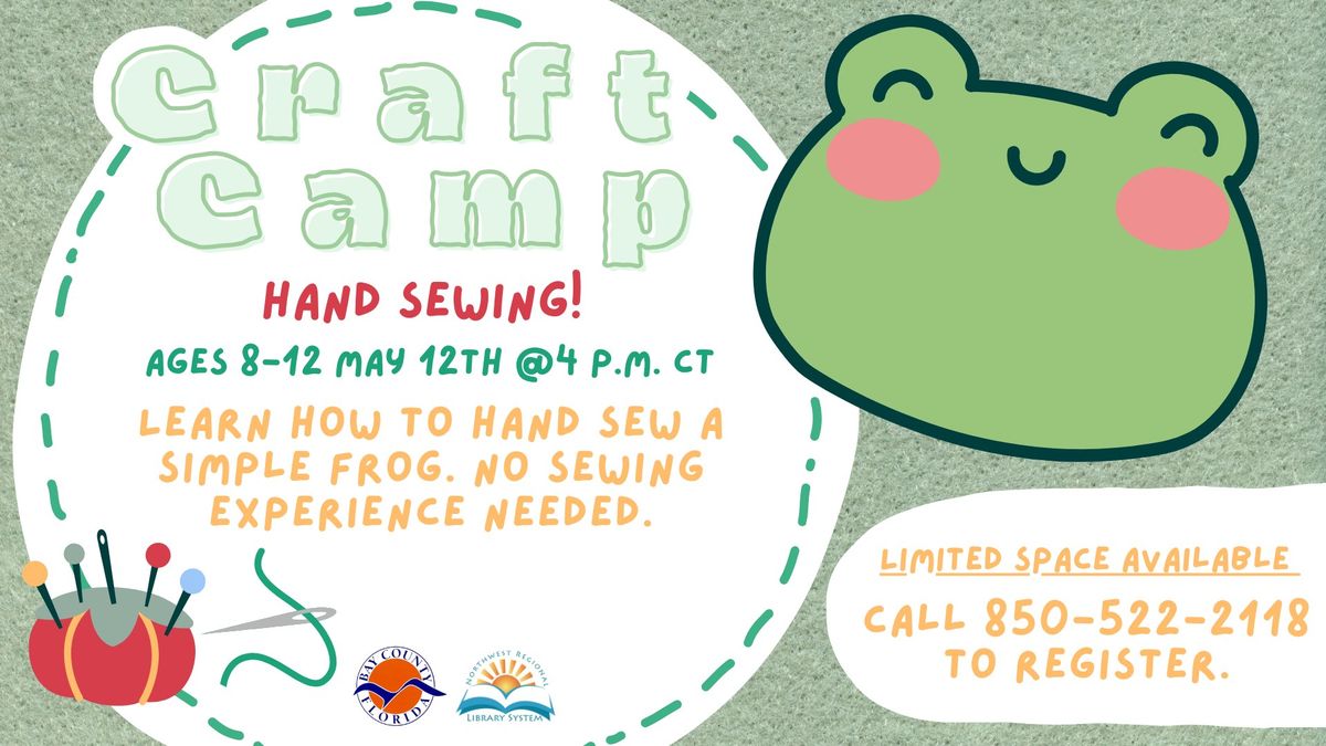 Craft Camp: Sewing! (Ages 8 - 12) Registration required