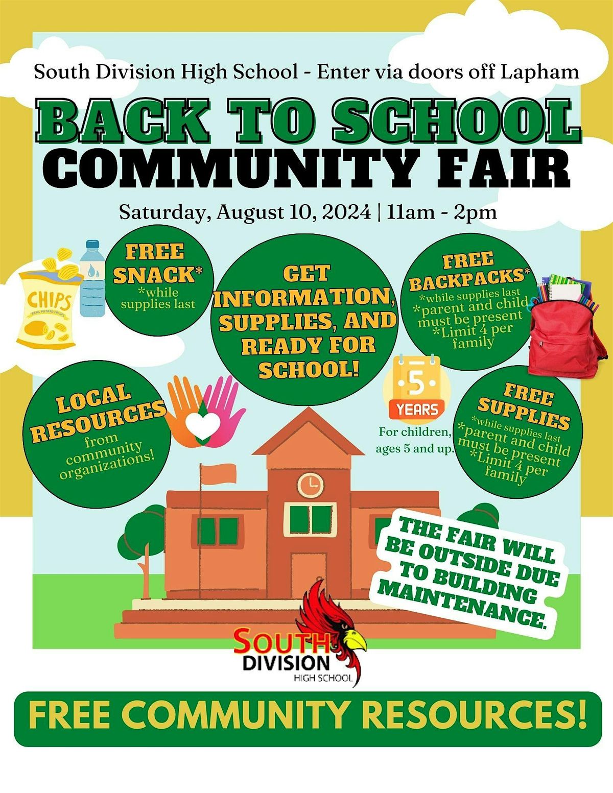 Back to School Community Fair 2024 @ South Division HS, 8\/10 11-2pm