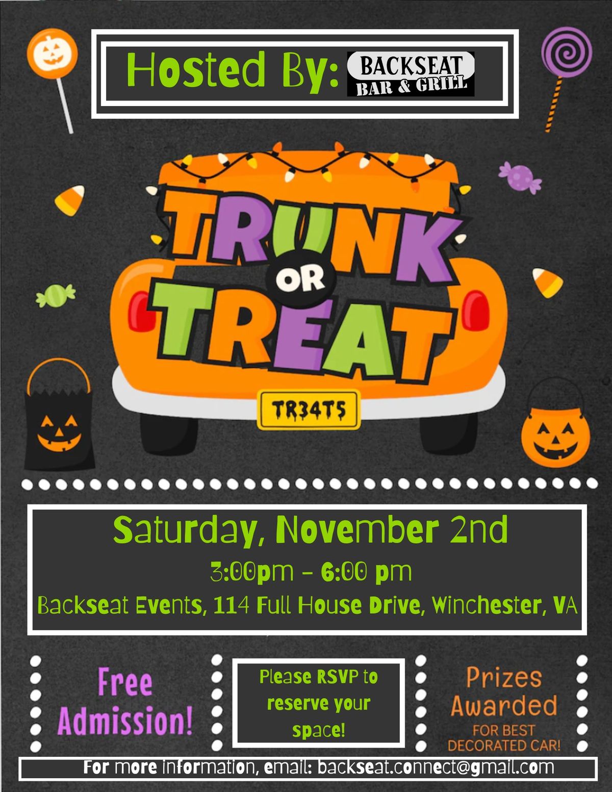 Backseat's First Annual Trunk or Treat!