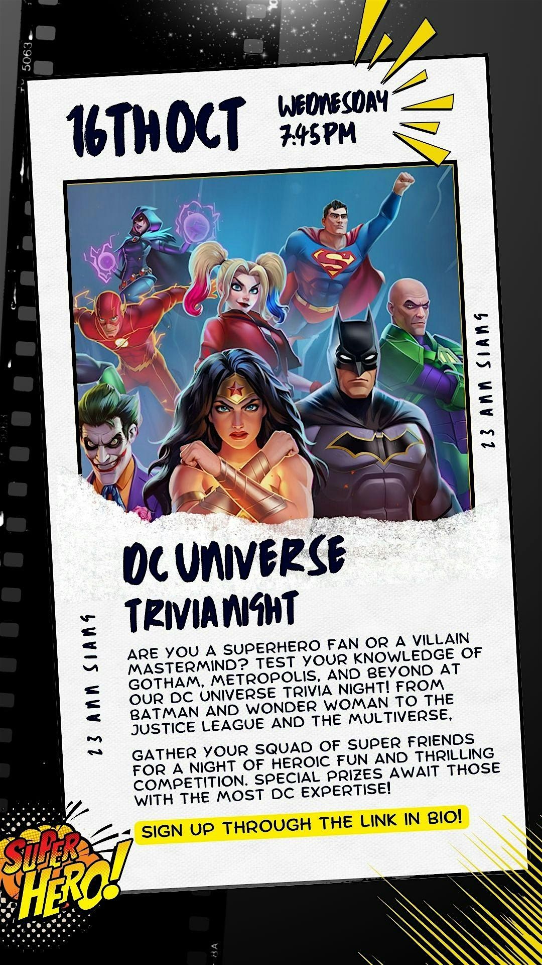 DC UNIVERSE TRIVIA NIGHT