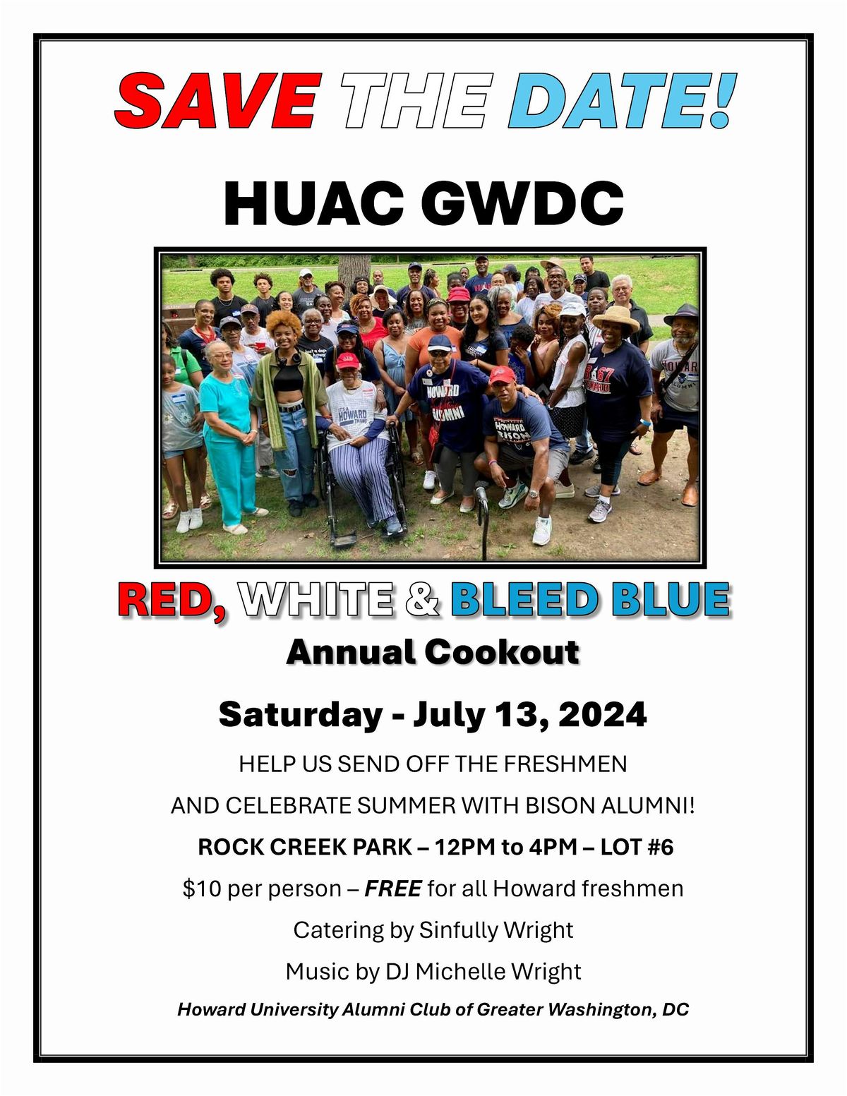 HUAC GWDC Red, White & Bleed Blue Annual Cookout and Freshmen Sendoff