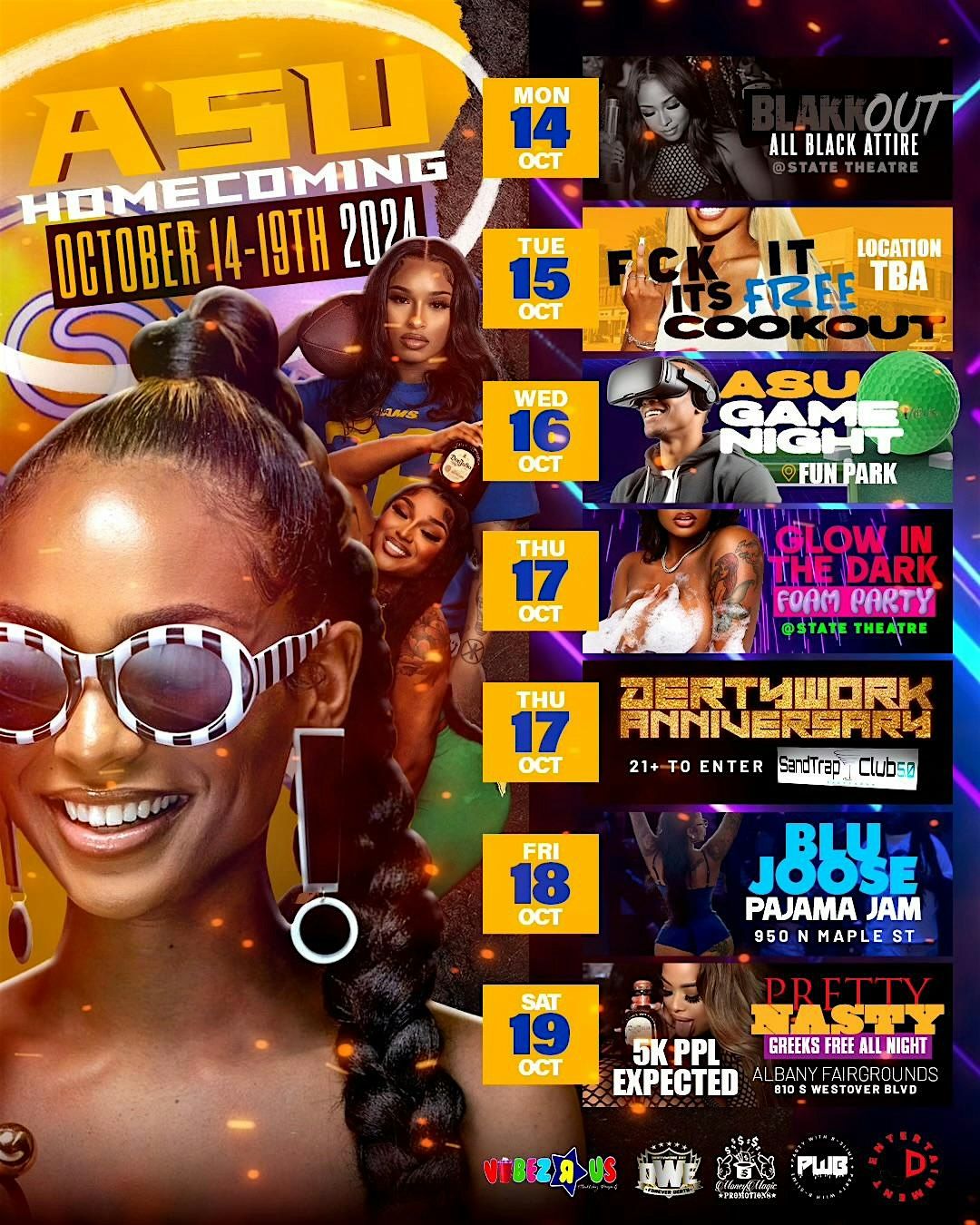 ASU Homecoming 2K24  Official Event\/Party Line Up