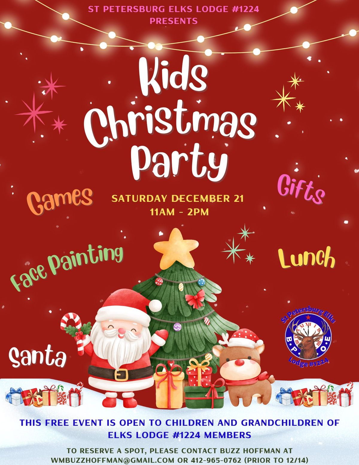 Kids Christmas Party for ELKS #1224 members ONLY 