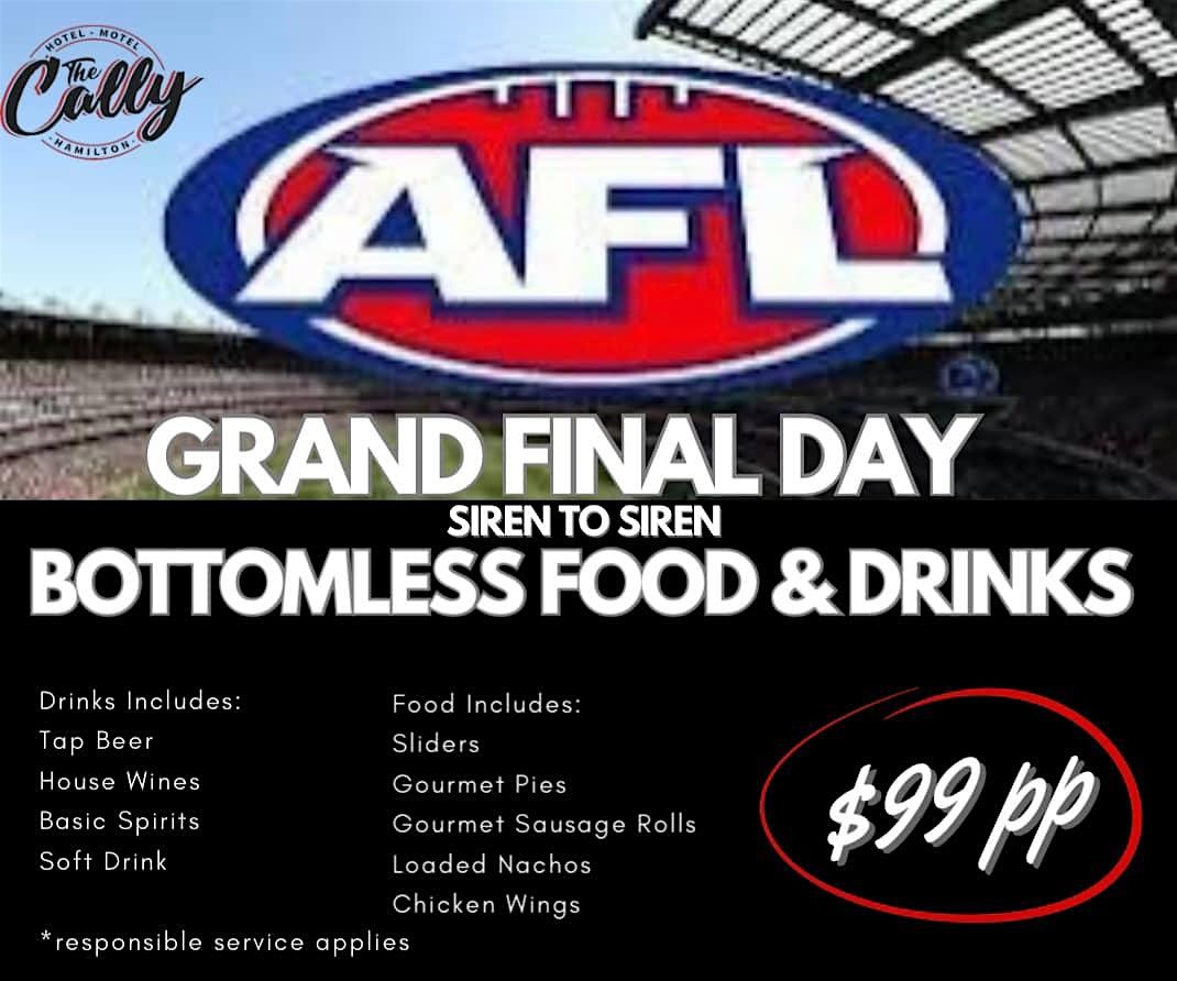 AFL Grand Final Day - Bottomless Food & Drinks Siren to Siren