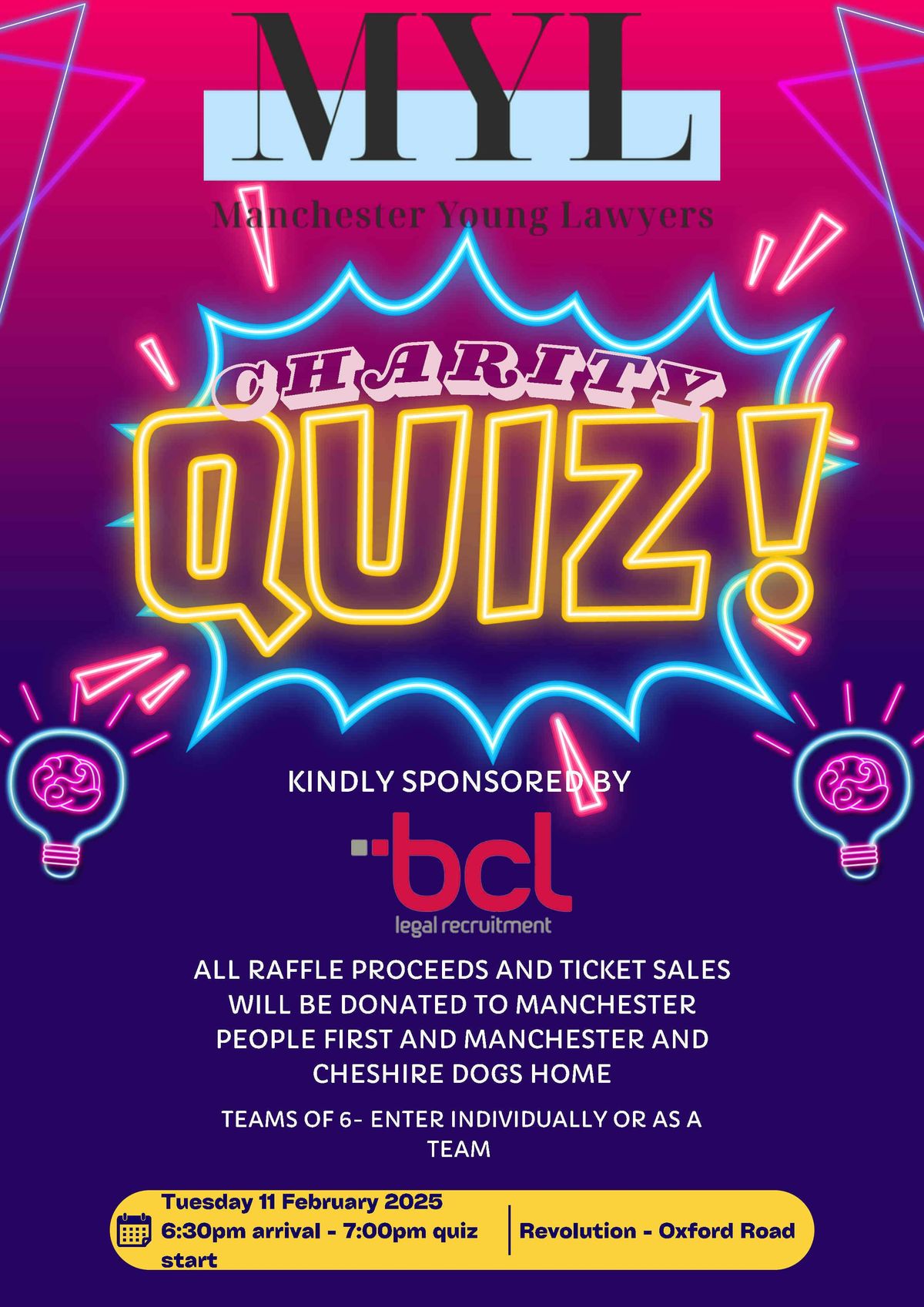 MYL Charity Quiz sponsored by BCL Legal 