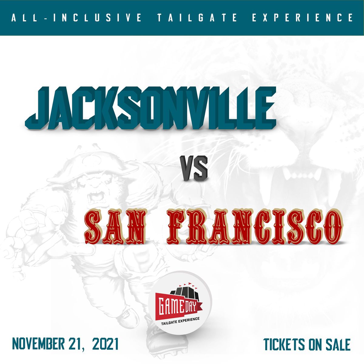 Jacksonville vs San Francisco All-Inclusive Tailgate Experience