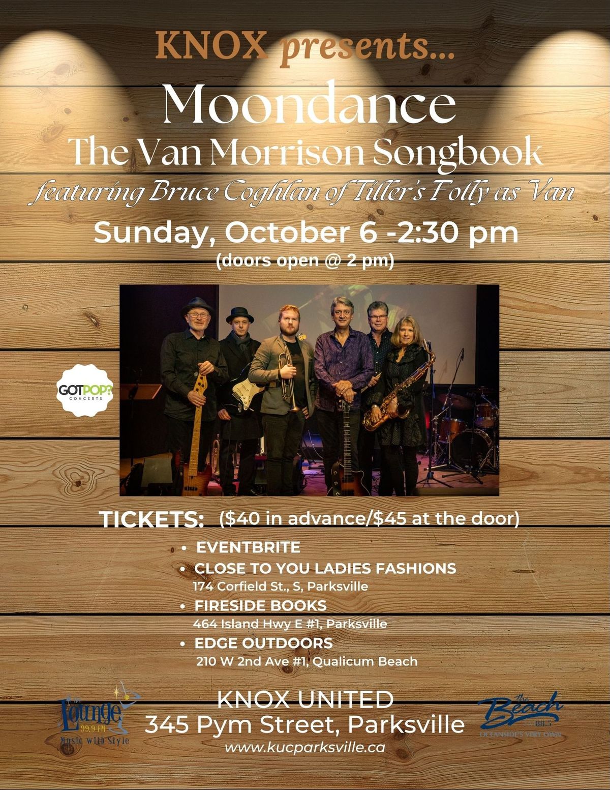 KNOX PRESENTS...MOONDANCE, The Van Morrison Songbook featuring Bruce Coughlan of Tiller's Folly 