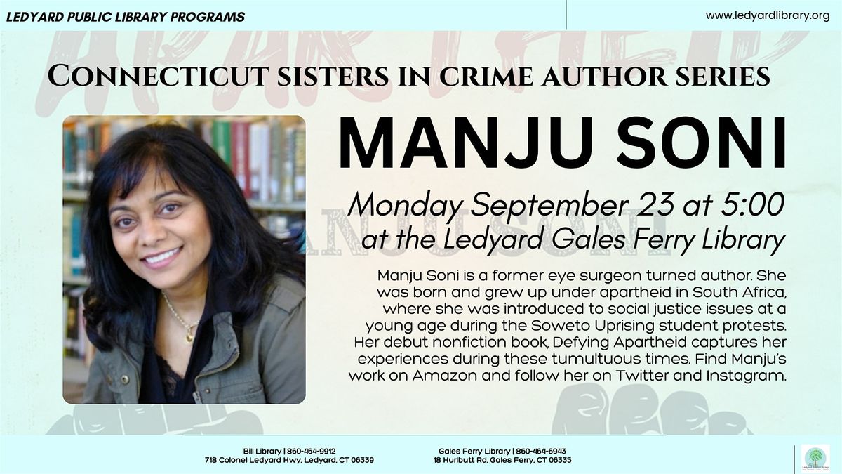 Connecticut Sisters in Crime Series - Manju Soni