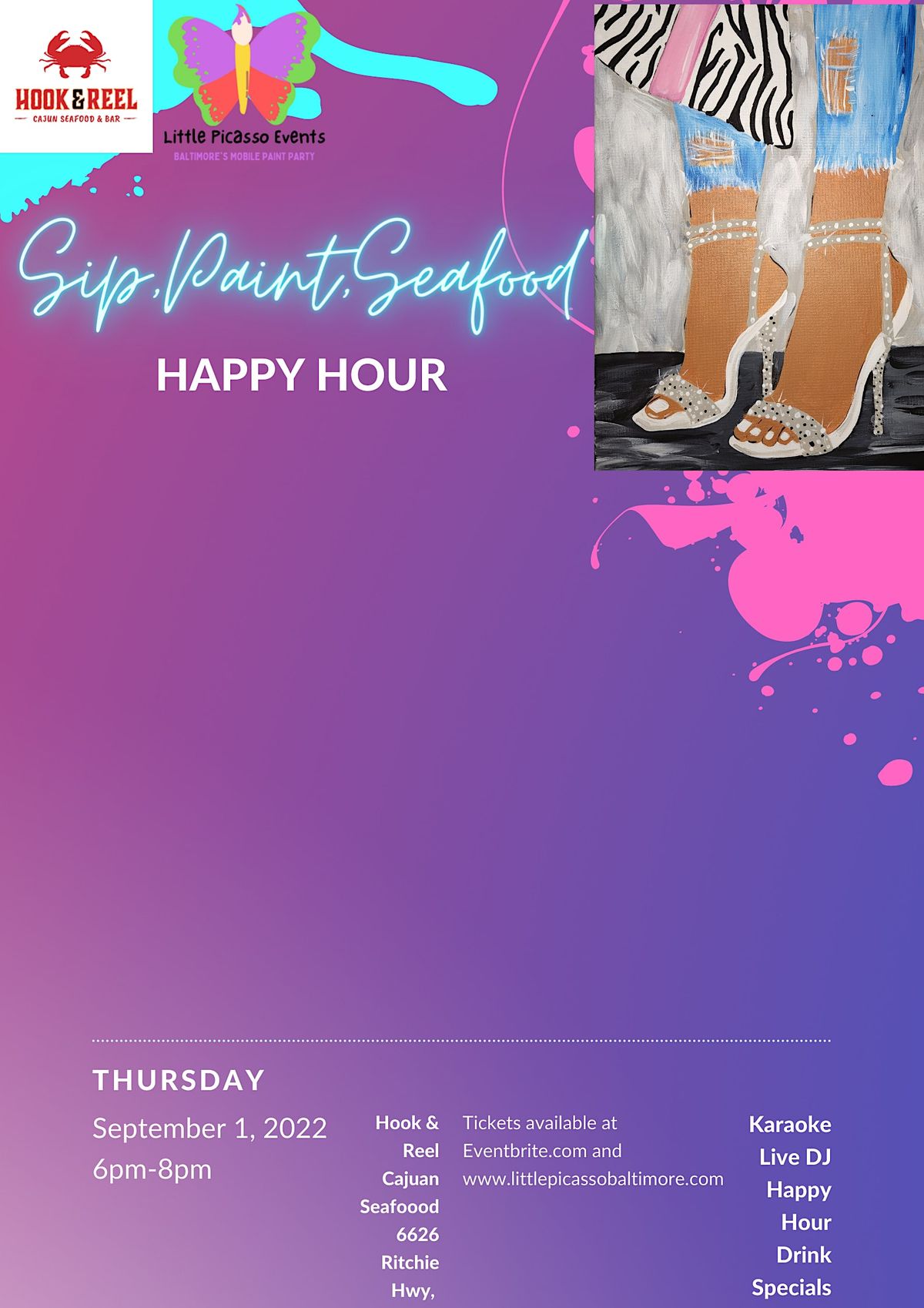 Sip, Paint, Seafood Happy Hour!