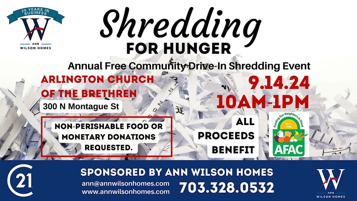 Shredding For Hunger | Free Community Drive-In Shredding Event