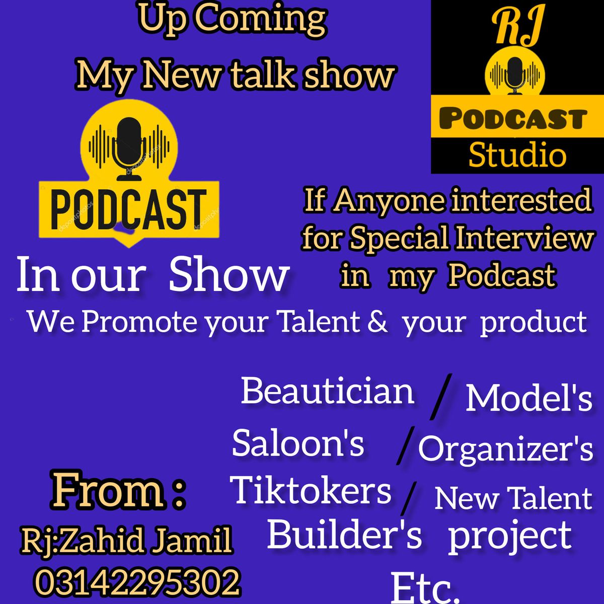 My Up Coming Talk Show podcast with Rj Zahid Jamil