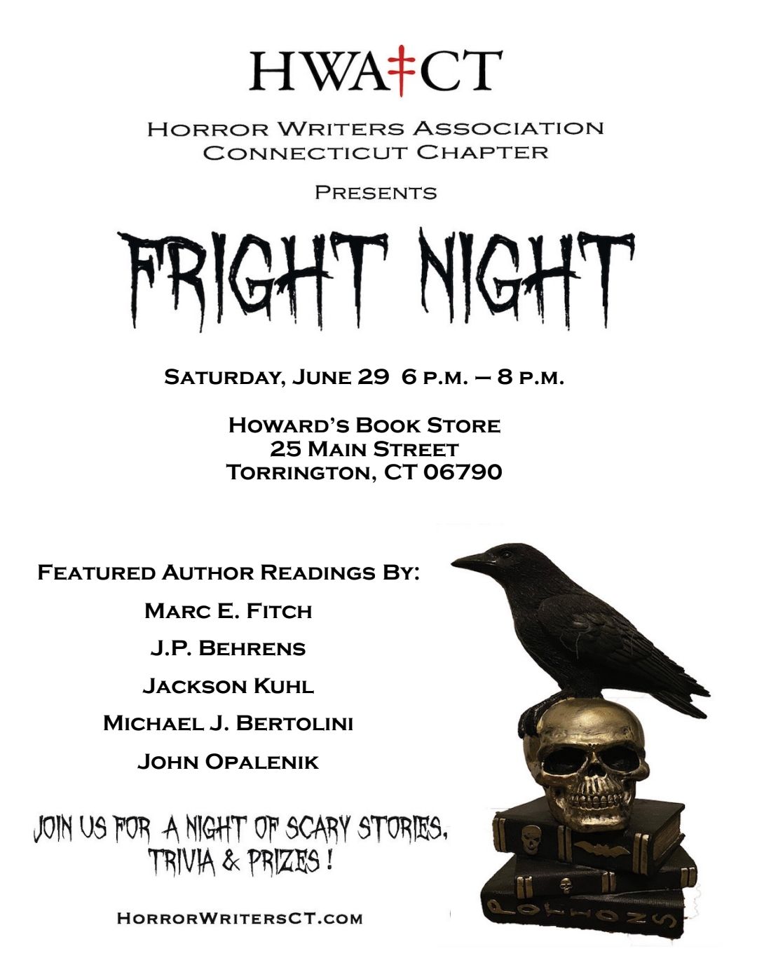 Horror Writers Association Connecticut Chapter presents: FRIGHT NIGHT