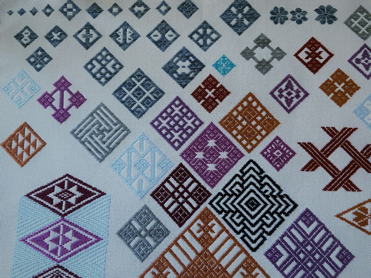 Kogin counted thread Sashiko embroidery