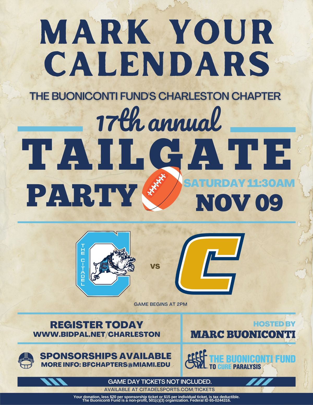 Buoniconti Fund's Charleston Chapter 17th Annual Tailgate Party