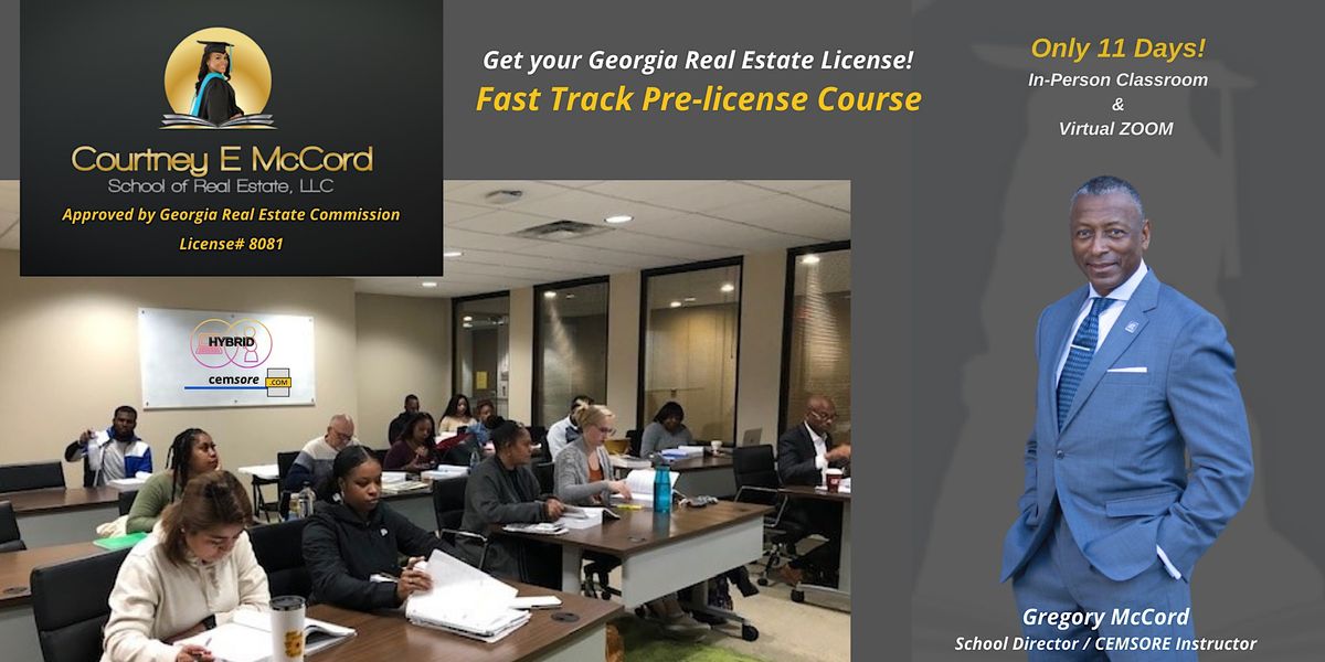 REAL ESTATE SALESPERSON PRE-LICENSE CLASS  "FAST TRACK"   11 DAYS! (HYBRID)