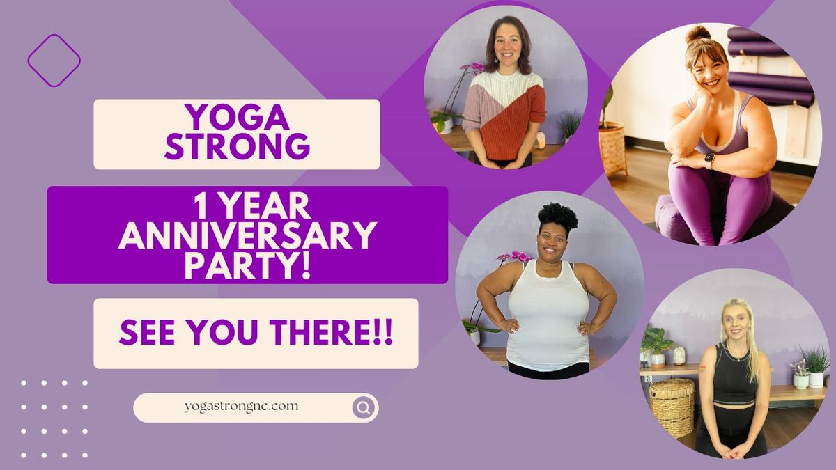 Yoga Strong 1 Year Anniversary Party! Saturday 09\/28\/2024 from 3:00 pm to 5:00 pm