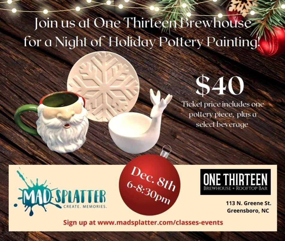 Holiday Painting at One Thirteen Brewhouse + Rooftop Bar!