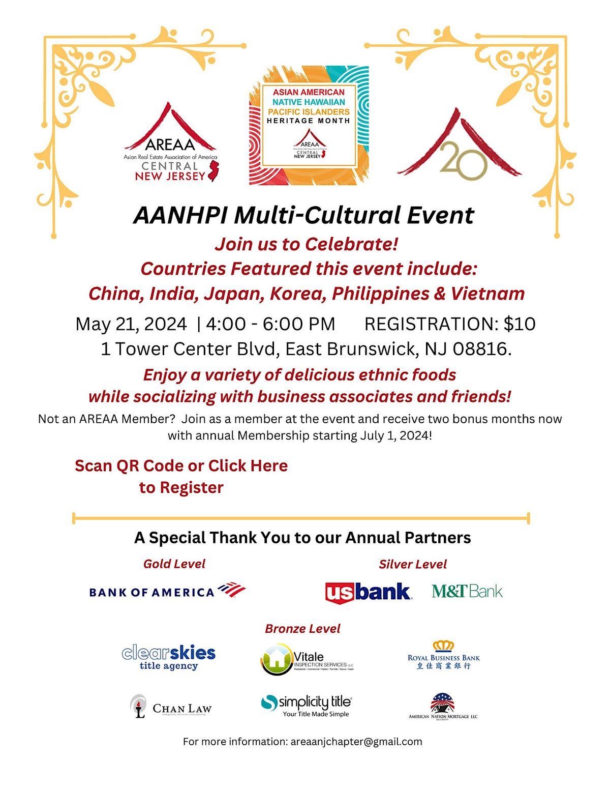 AREAA Central NJ Chapter - AANHPI Multi-Cultural Event