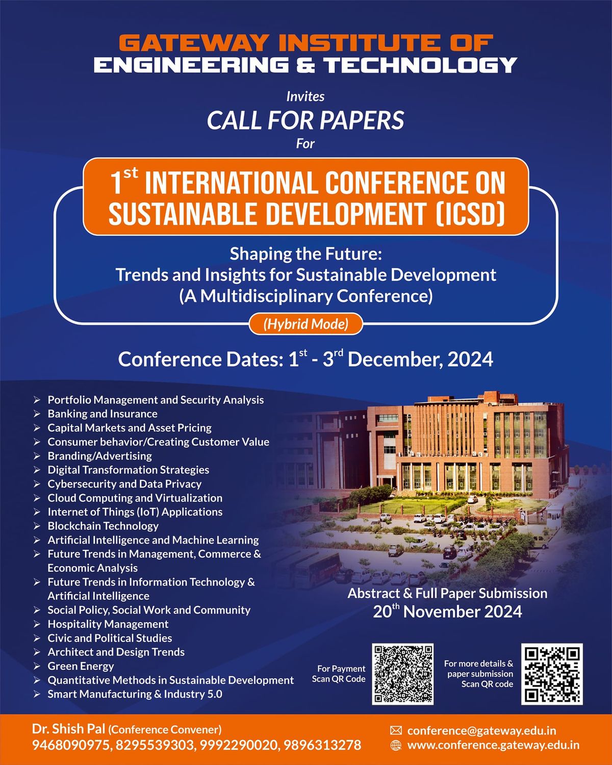 1st International Conference on Sustainable Development (ICSD)