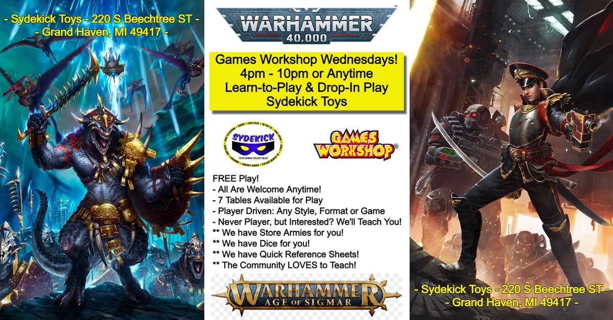 Sydekick Toys Warhammer Wednesdays Learn-to-Play and Drop-In Play