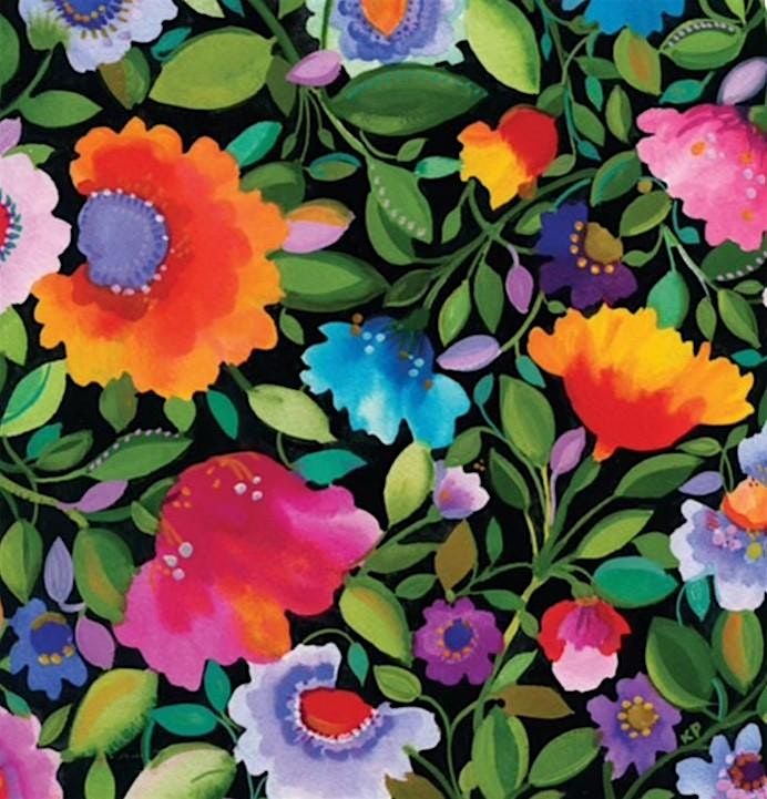 VFW Post#7591 Spring Flowers on Black Canvas