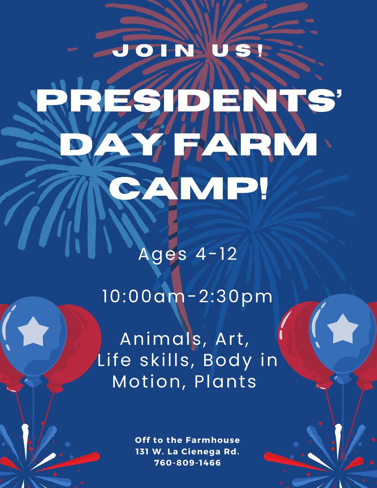 President's Day One Day Camp!