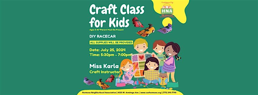 FREE! CRAFT CLASS FOR KIDS - DIY Race Car