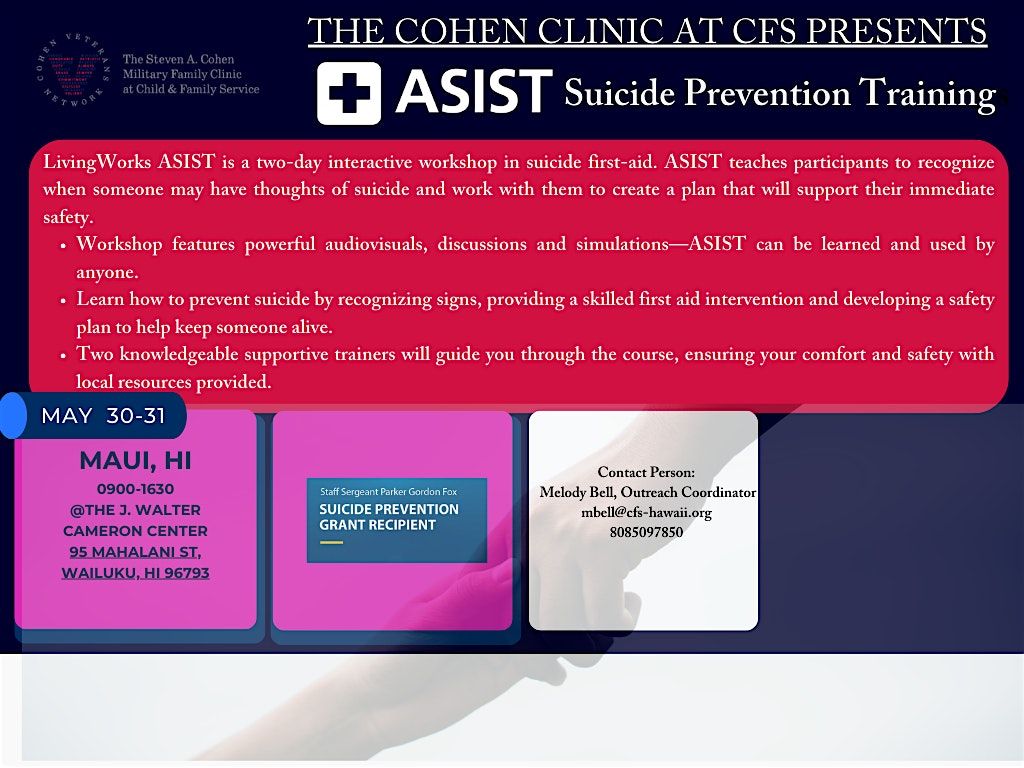 The Cohen Clinic presents ASIST Suicide Prevention Trainings MAUI