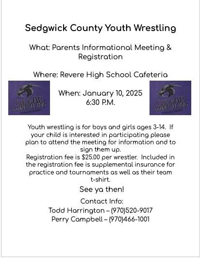 Youth Wrestling Informational and Sign Up Meeting