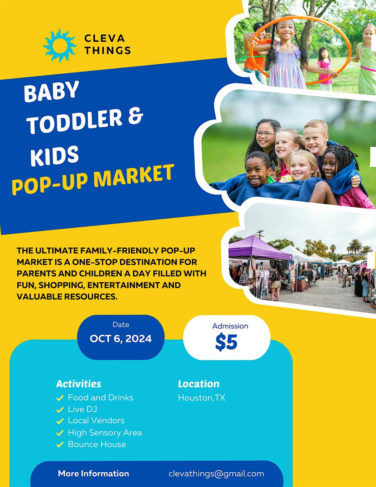 Baby, Toddler, kids pop up market Houston