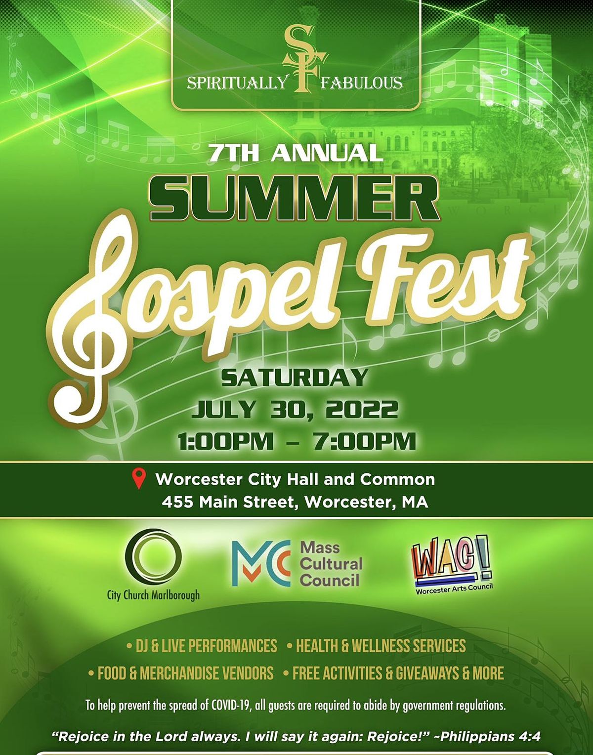 7th Annual Summer Gospel Fest, Worcester City Hall Common, 30 July 2022