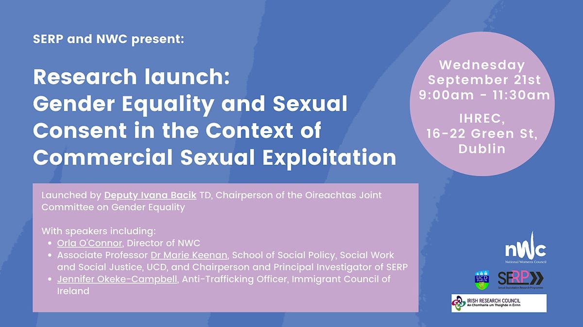 Launch: Gender Equality & Sexual Consent in Commercial Sexual Exploitation