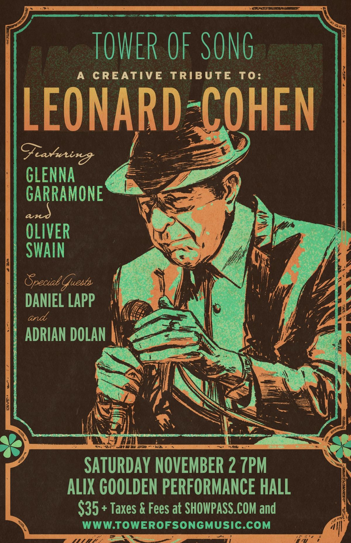 Tower of Song: a creative tribute to Leonard Cohen with special guests Daniel Lapp & Adrian Dolan