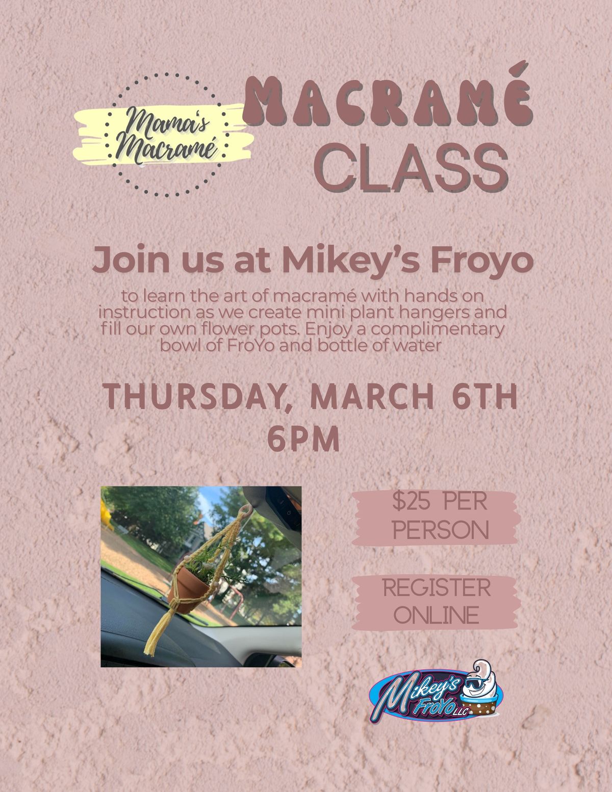 Mini Plant Hanger Class @ Mickey\u2019s Froyo 