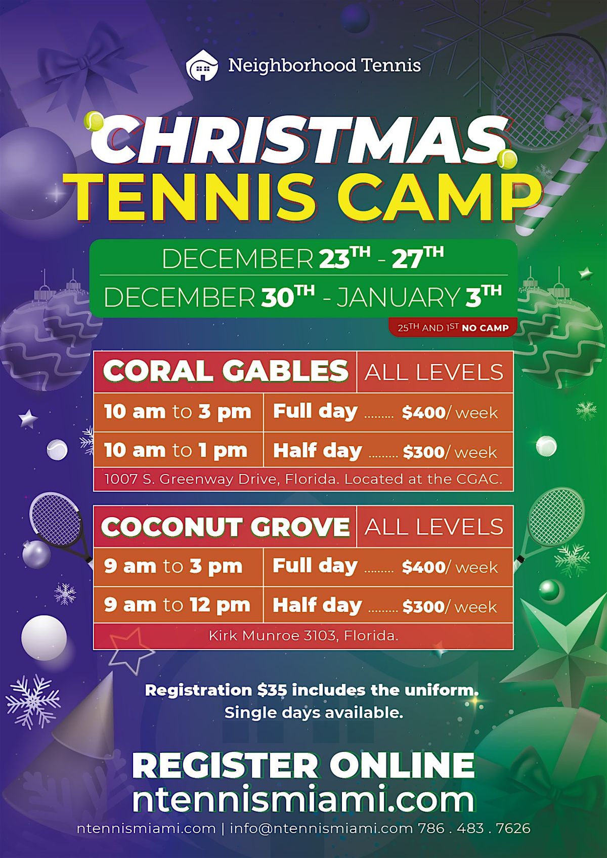 CHRISTMAS TENNIS CAMP