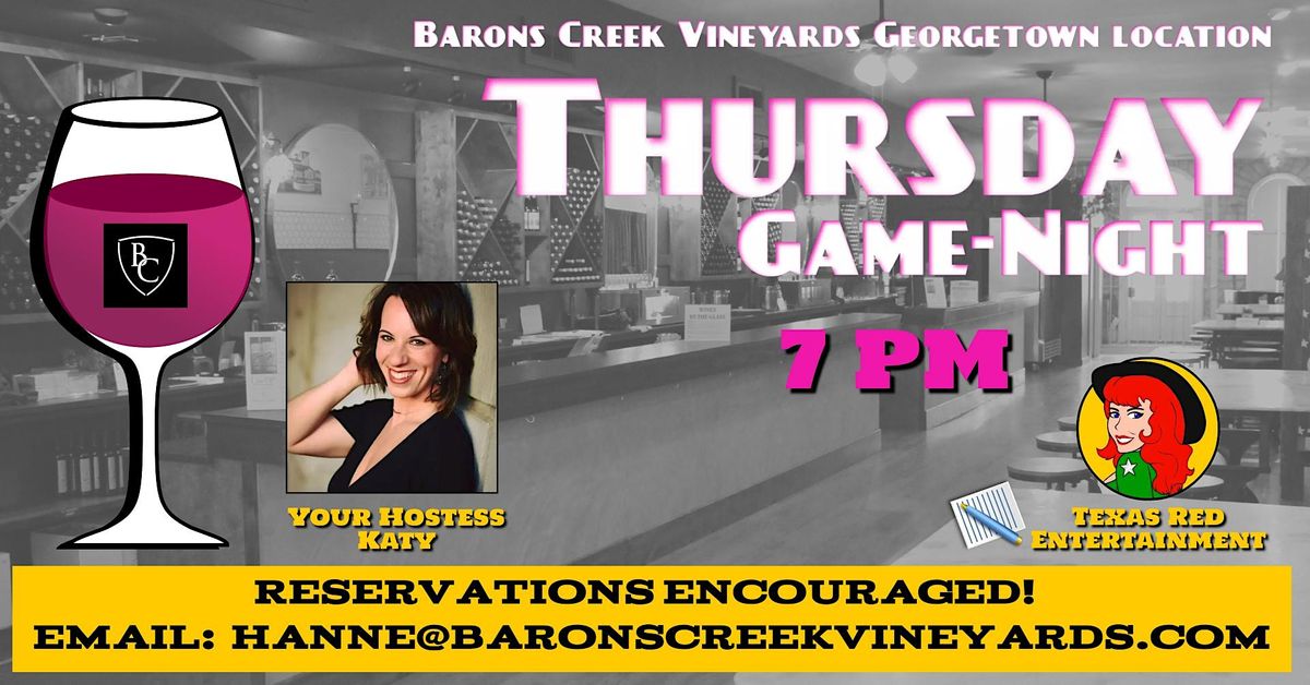 Barons Creek Georgetown presents Thursday Night Game Night @7PM