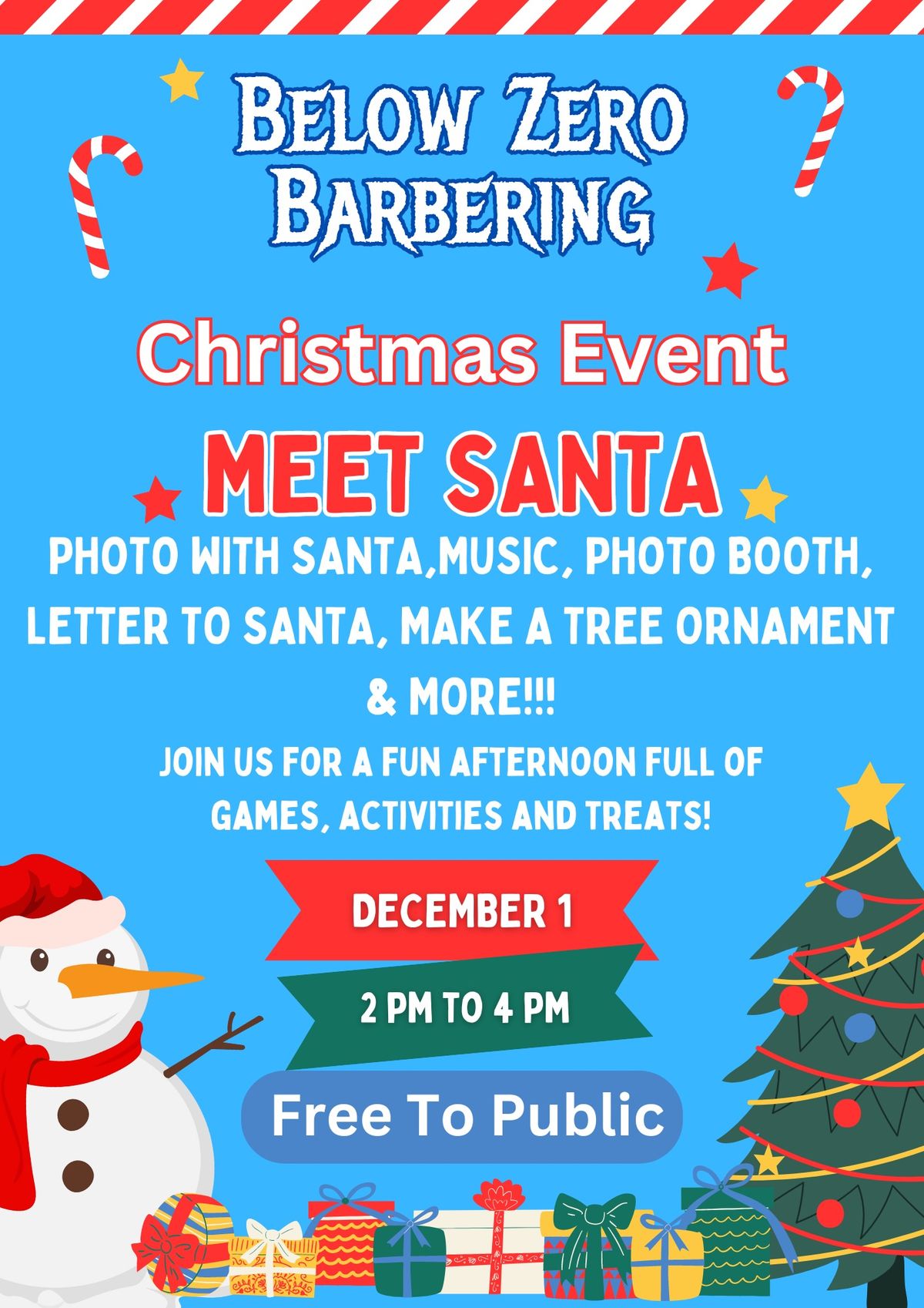 Below Zero Barbering Christmas Event 2024!