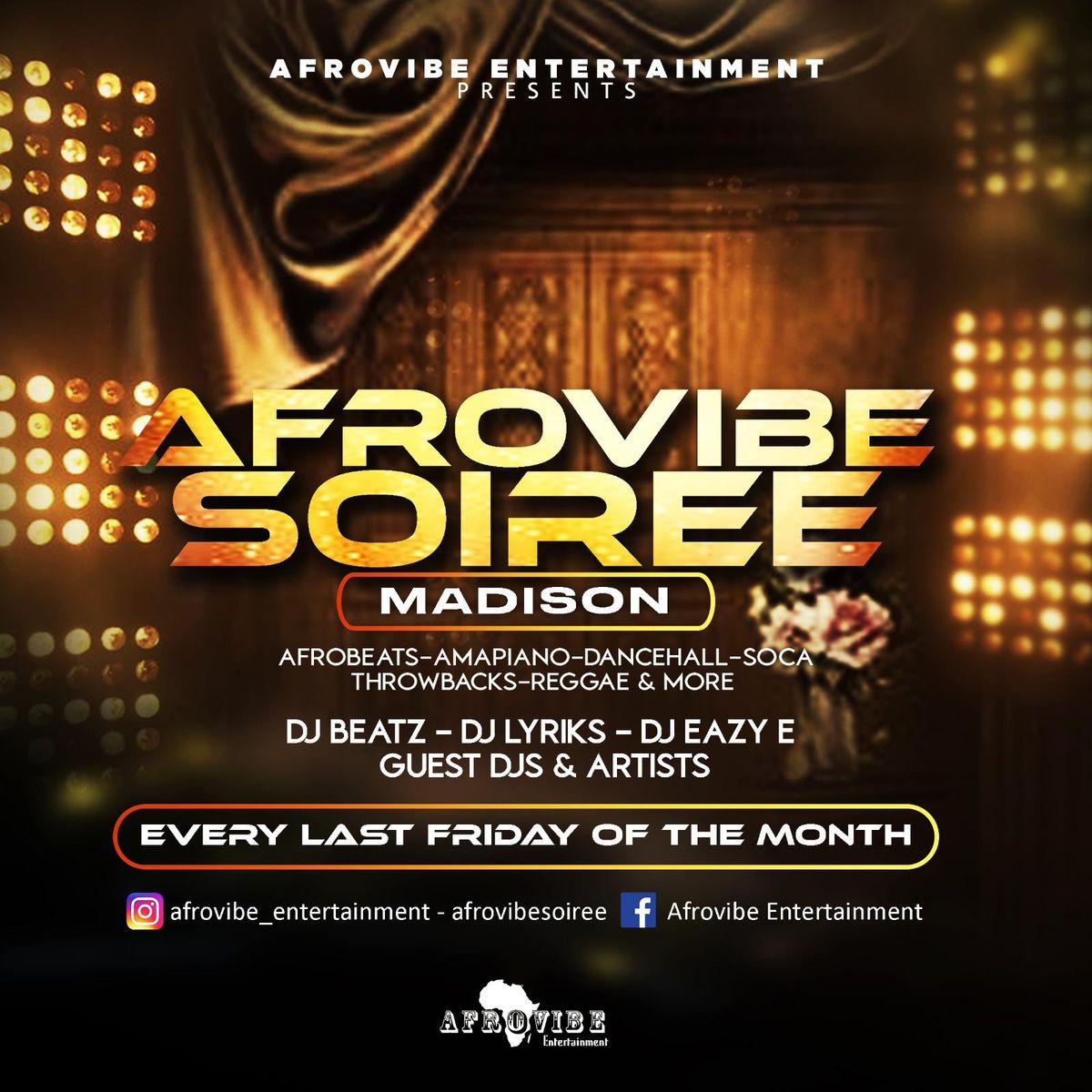 AfroVibe Soiree | Friday Night DJ Dance Party | $15 (Limited Early Bird) | $20