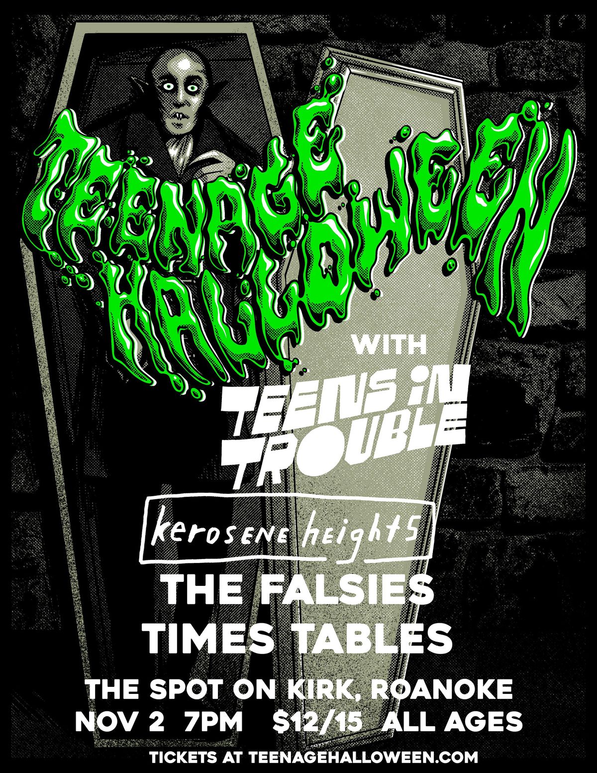 Teenage Halloween, Teens In Trouble, Kerosene Heights, The Falsies, & TT