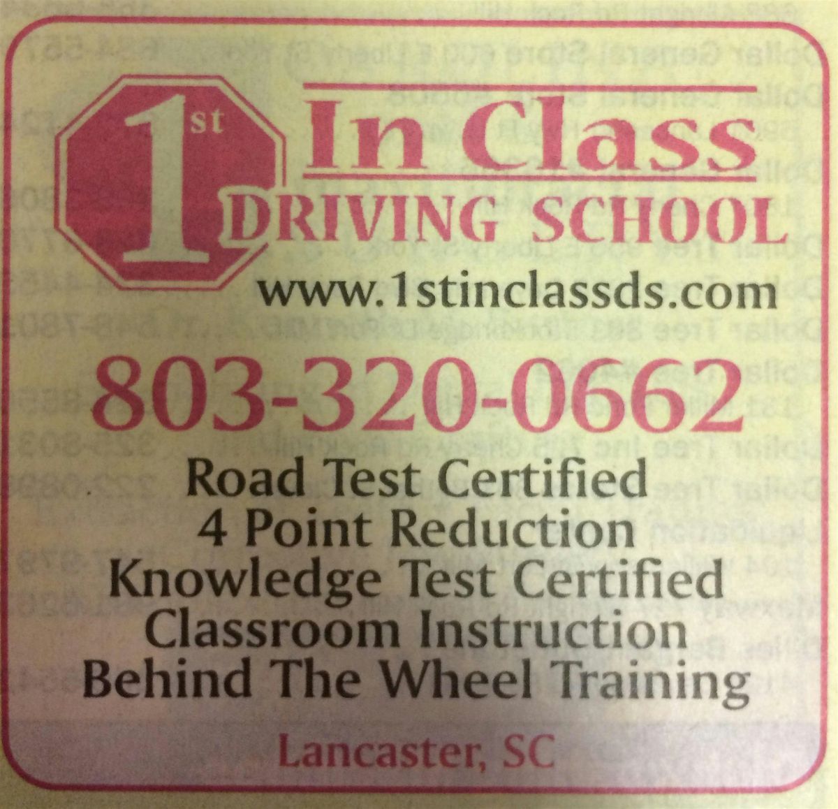 8 Hour Driver Training Class- Lancaster