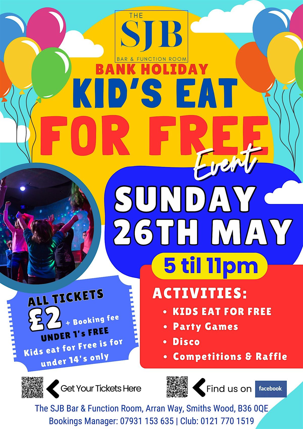 The SJB\u2019s Bank Holiday Weekend Kids Eat For FREE, Sunday 26th May