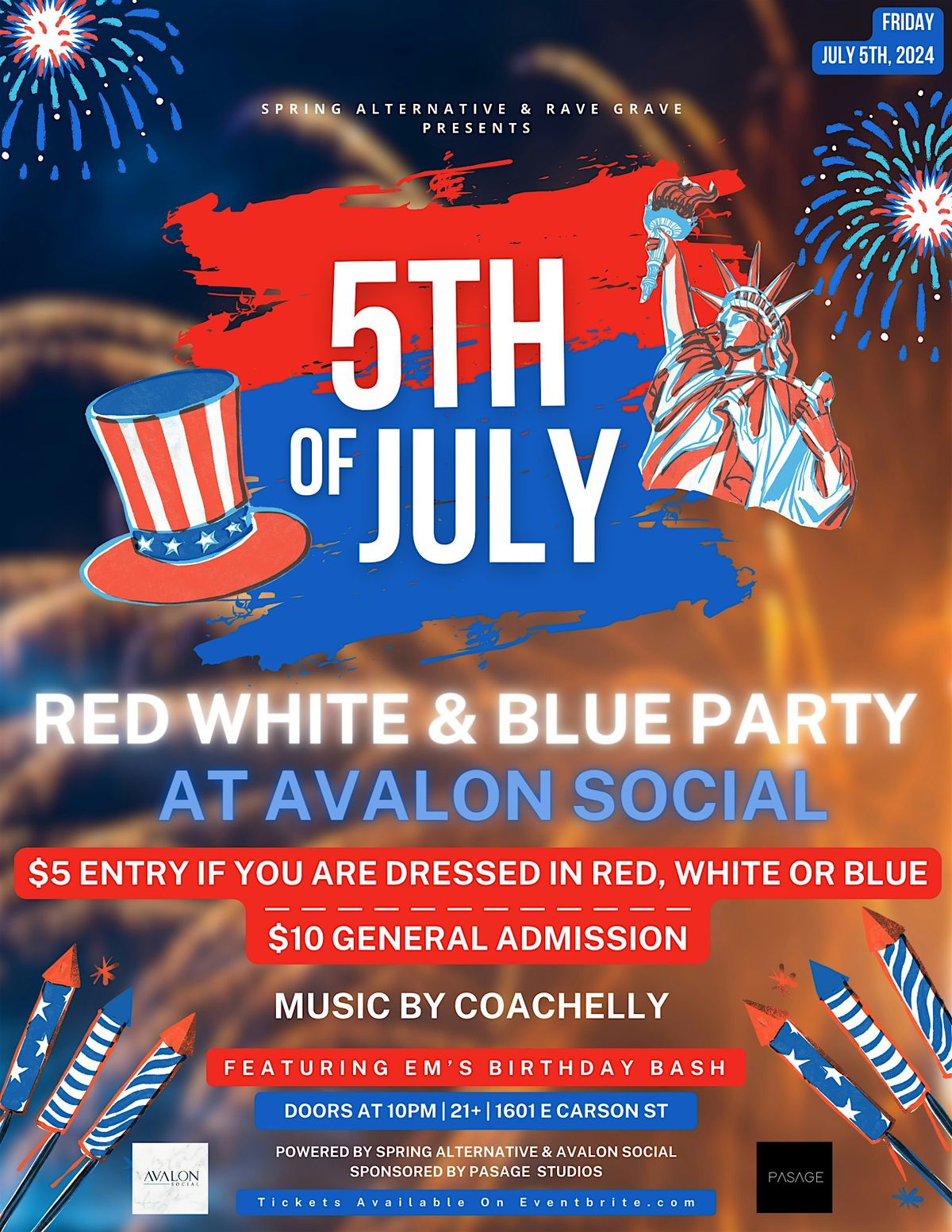 Red, White & Blue Party At Avalon Social (4th Of July Party)