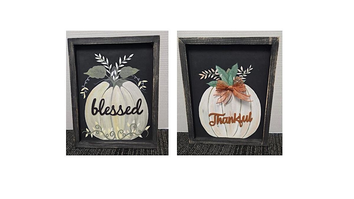 BLESSED AND THANKFUL PAINTING ON FRAMED WOOD