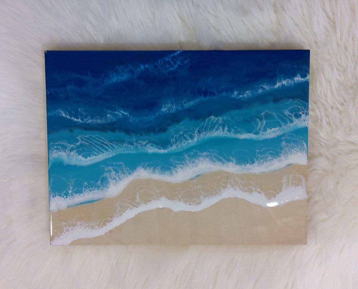 Beach Resin Oceanscape, Paint ur Art Out gallery, Calgary, 24 February 2023