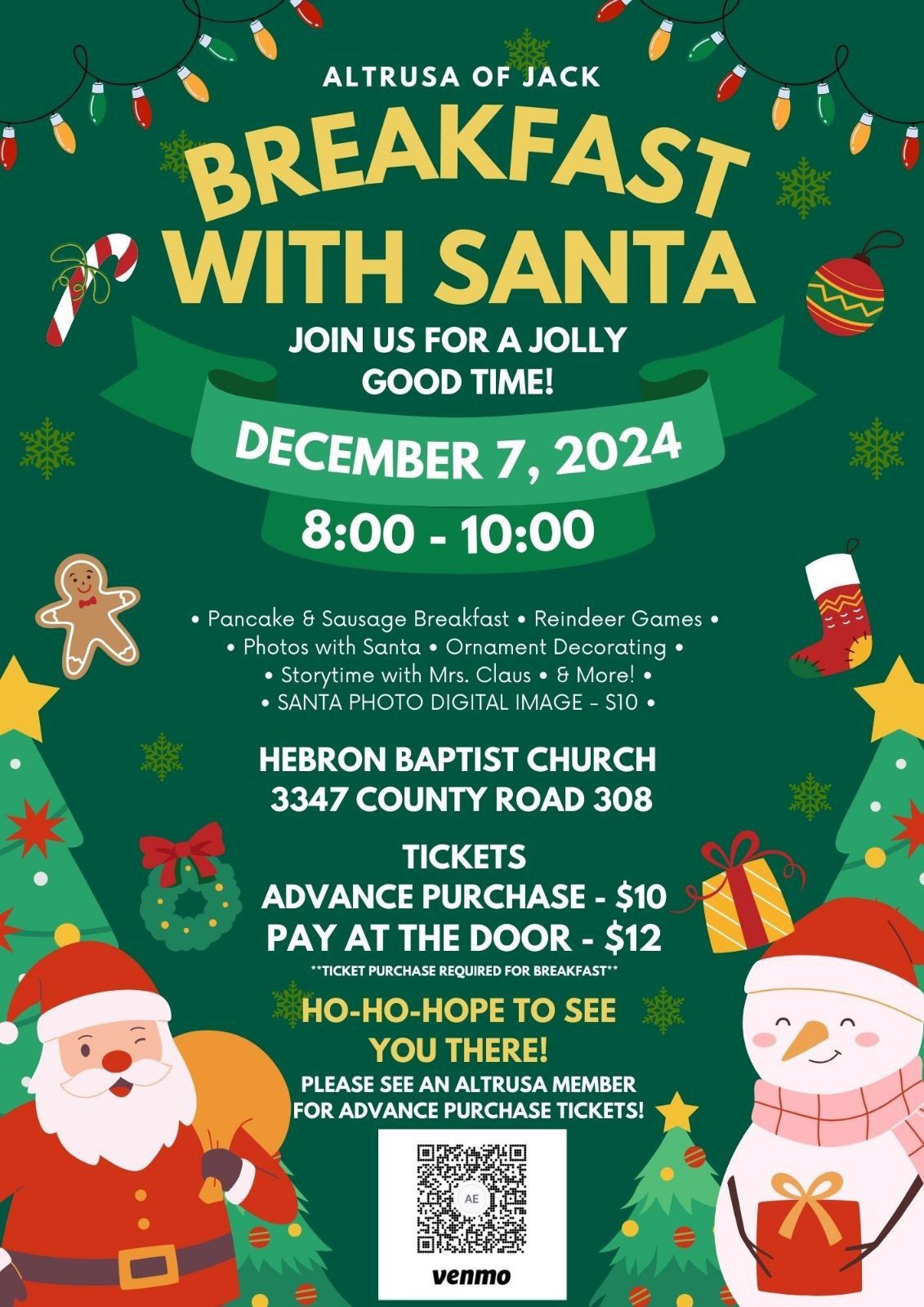 Breakfast with Santa hosted by Altrusa International of Jack, AL