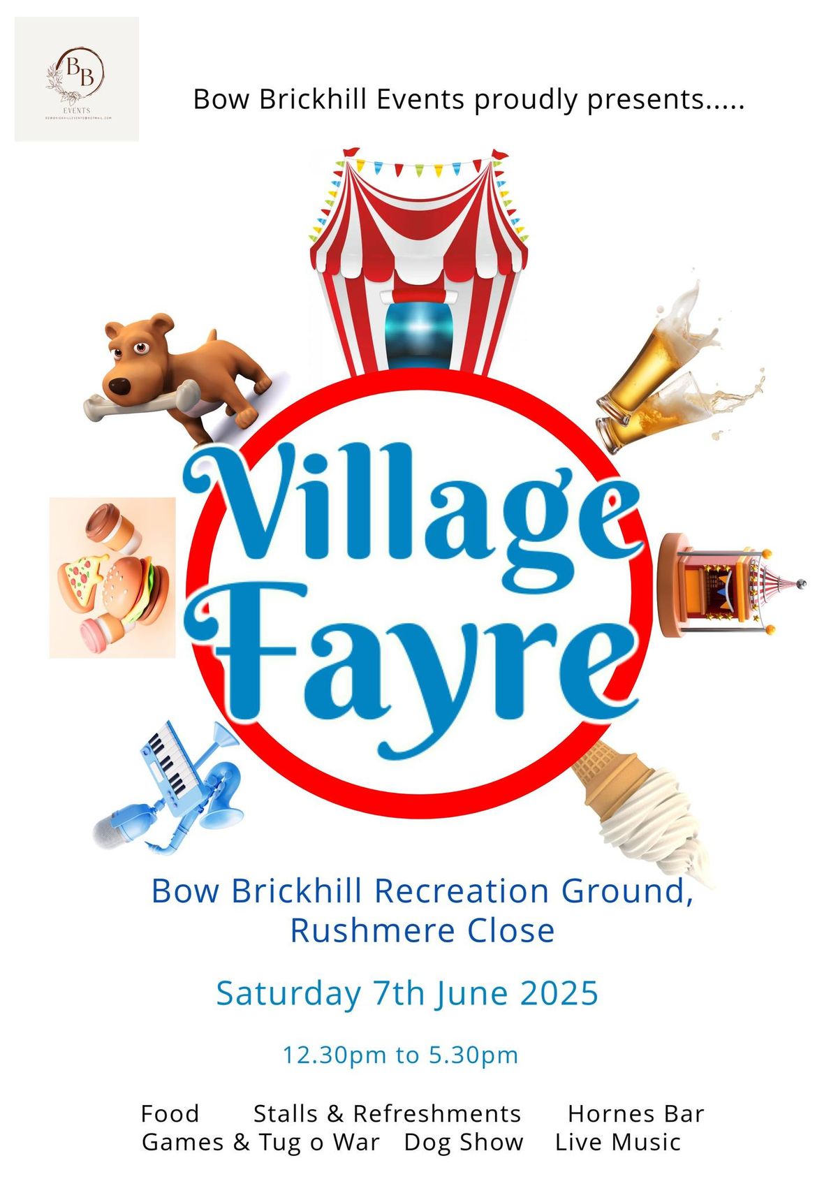 Bow Brickhill Village Fayre and Dog Show - Saturday 7th June, 12.30pm to 17.30pm