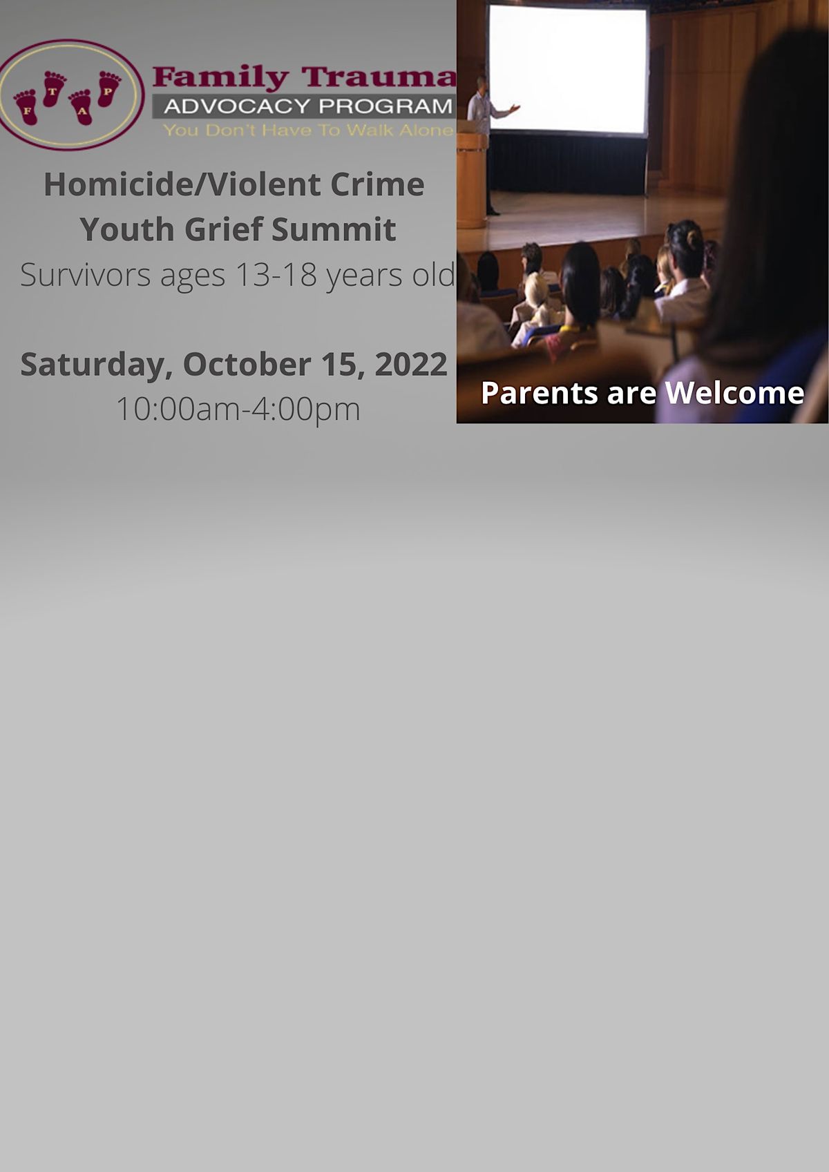 Homicide Violent Crime Youth Grief Summit