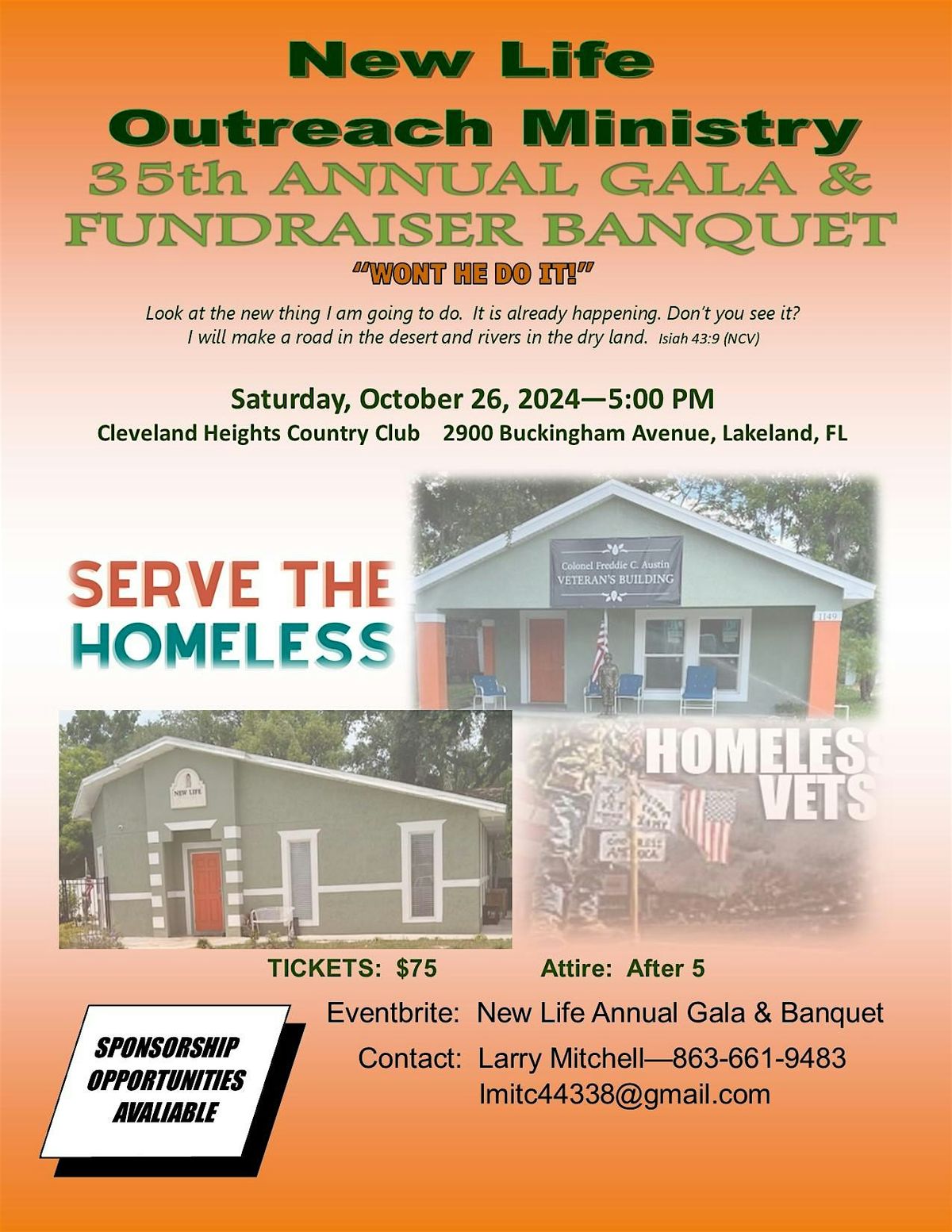 New Life Outreach Ministry 35th Annual Gala & Fundraising Banquet